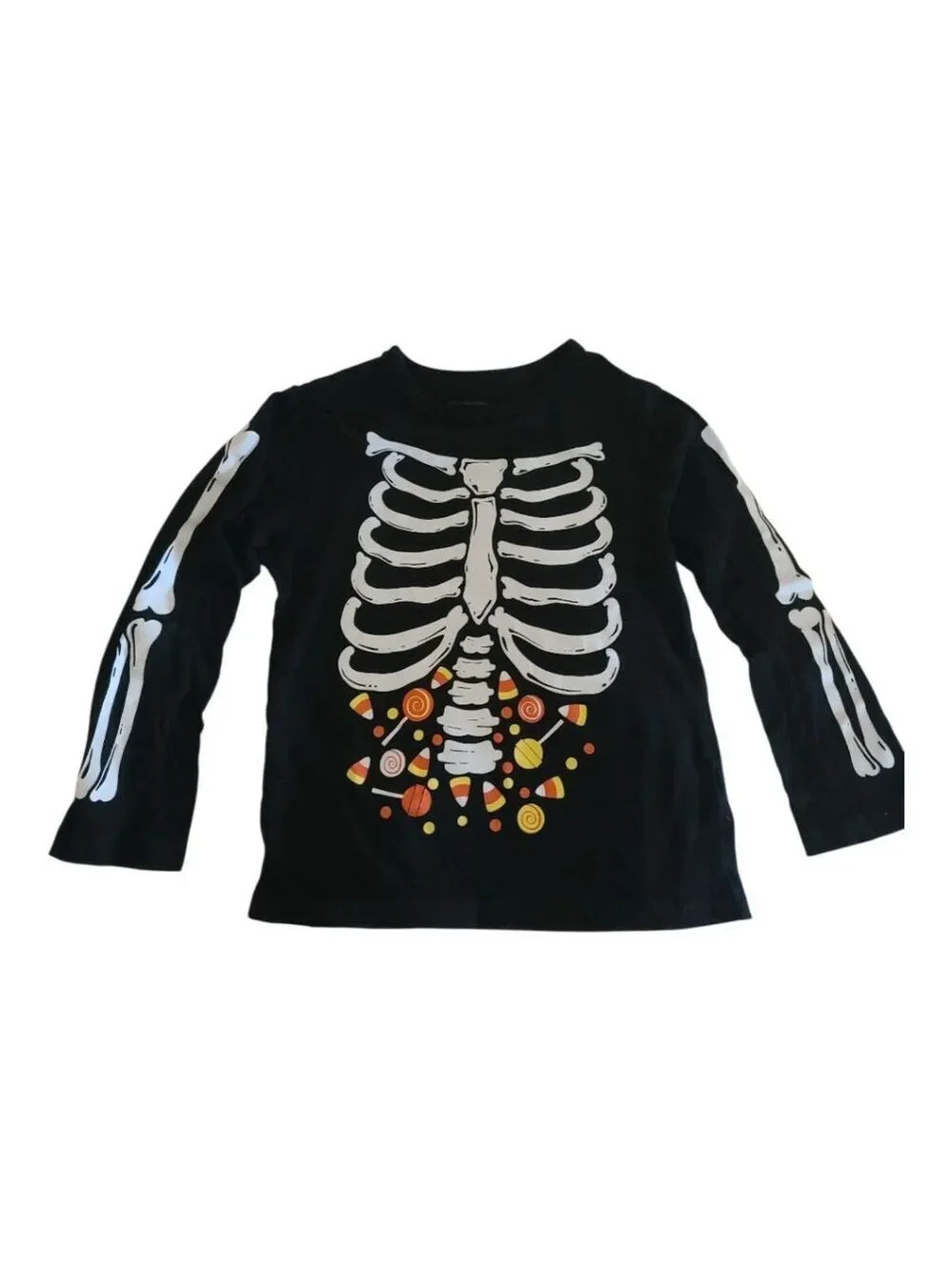 The Children's Place Black Skeleton Tee Boys M